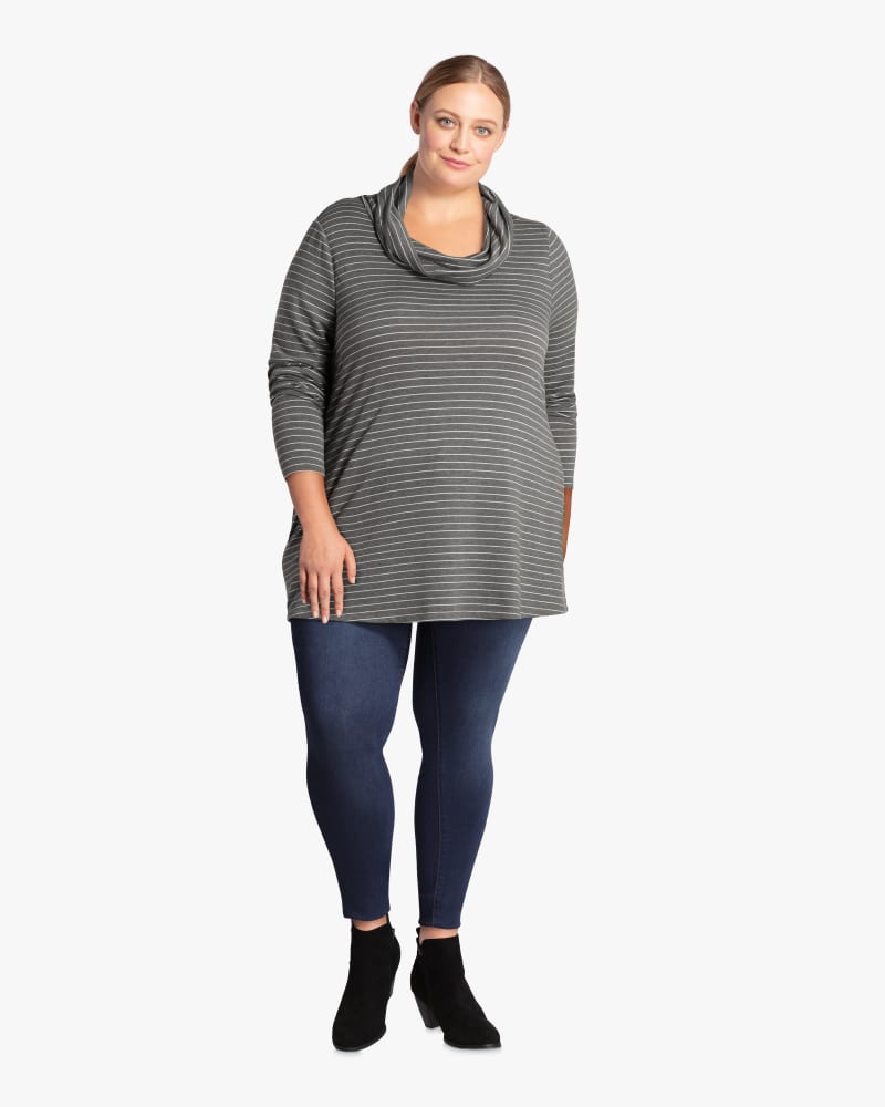 Plus size model with hourglass body shape wearing Brittany Knit Top by Molly&Isadora | Dia&Co | dia_product_style_image_id:114887